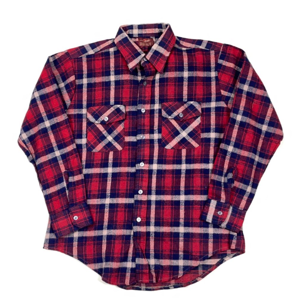 Vtg Kingsport Heavyweight Flannel L/S Shirt 80s